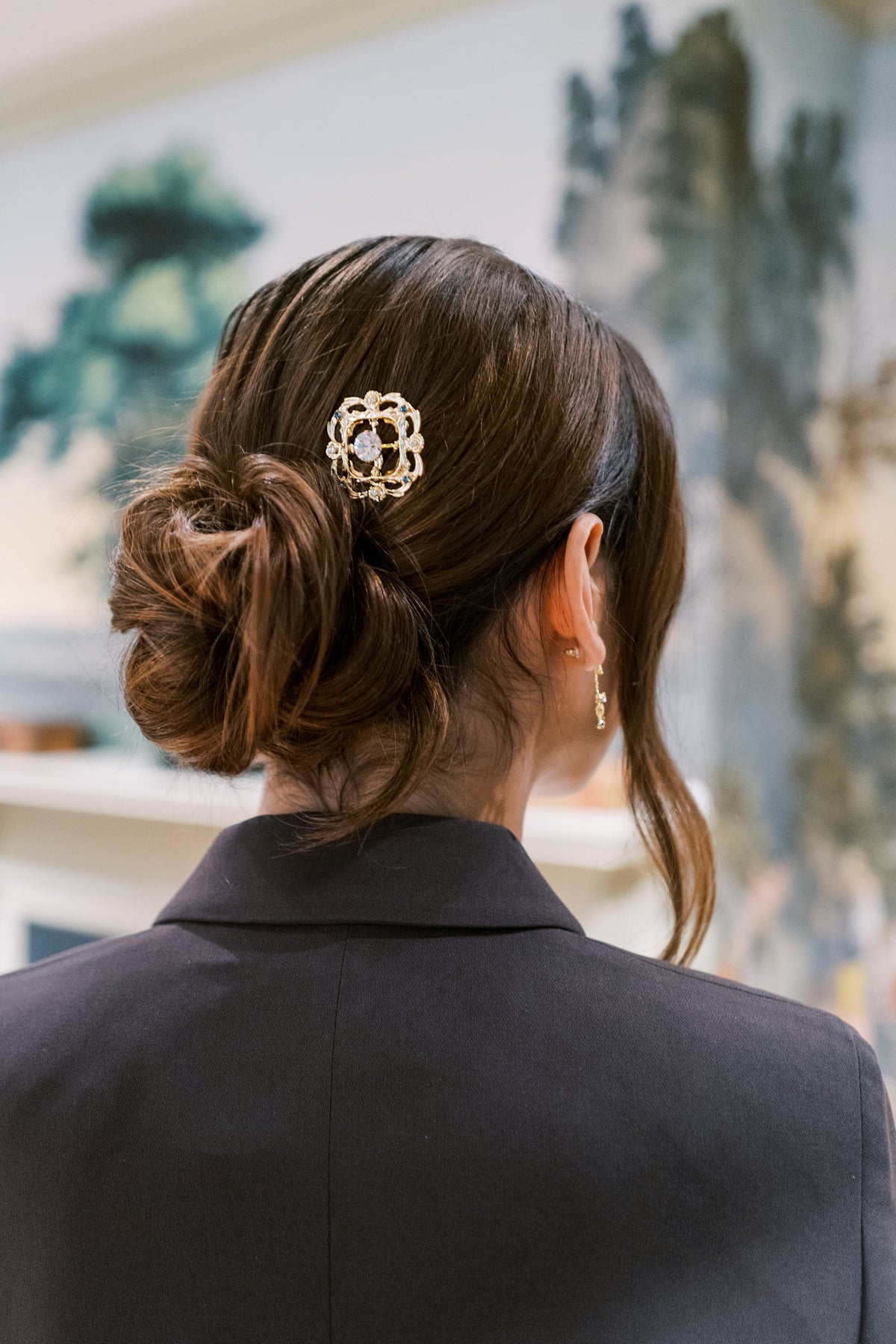 MARTHA Hairpin – 14k Gold Plated Clear & French Blue Swarovski Crystal Hair Pin, Sophie Kaye x EDEN LUXE Everyday