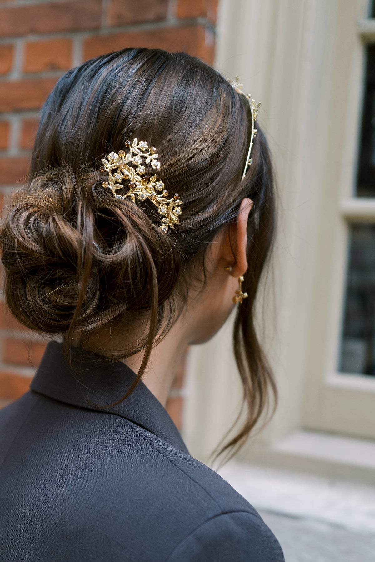 DEBORAH Barrette – 14k Gold Plated Topaz & Golden Shadow Swarovski Crystal Hair Clip, Sophie Kaye x EDEN LUXE Everyday