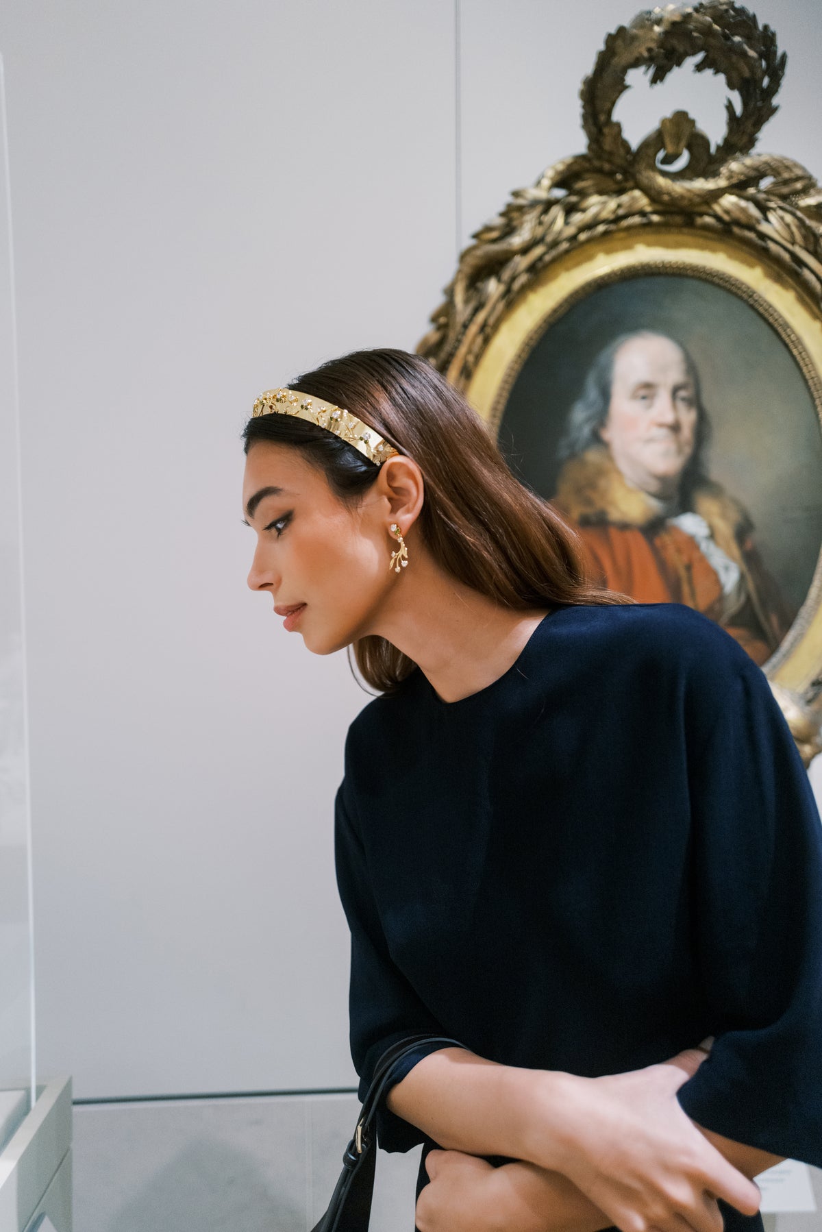 MADAME BRILLON Everyday Tiara™ – 14k Gold Plated French Blue Swarovski Crystal Fireworks Headband, Sophie Kaye x EDEN LUXE Everyday