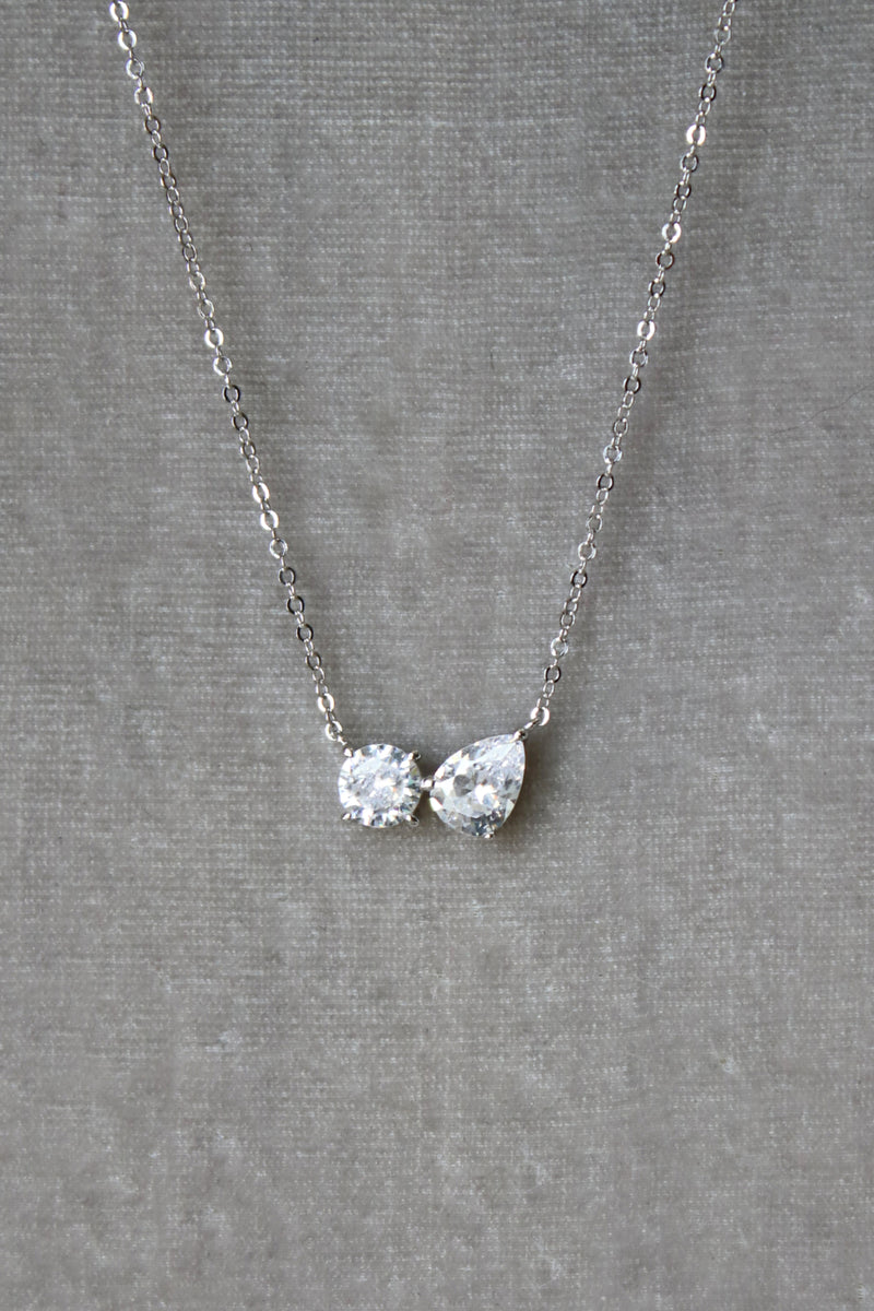 Simulated Diamond Bypass Necklace - MOI et TOI | EDEN LUXE Bridal