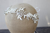 EDEN LUXE Bridal Headpiece Silver Headpiece MARGEAUX Silvered Leaves Bridal Halo Headpiece