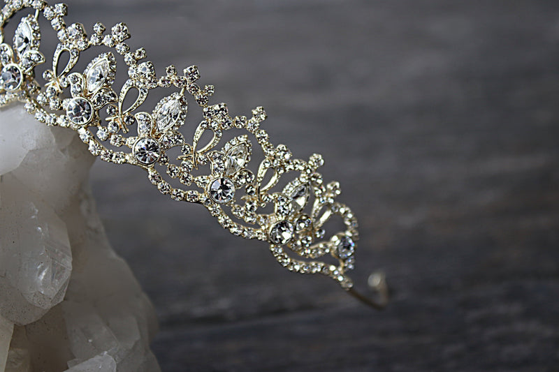 EDEN LUXE Bridal Tiara Bespoke Gold and Black Freshwater Pearl SERENA Bridal Tiara for Natalie