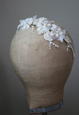 AMELIA Hand Beaded 3D Floral Bridal Headband Headpiece