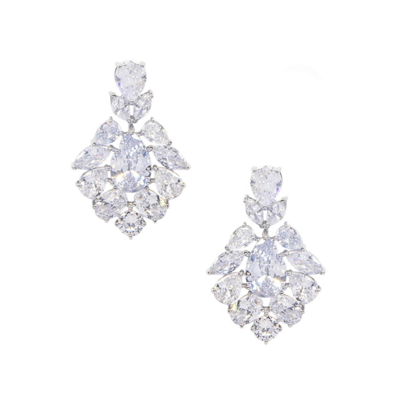 ALEXIS Silver Simulated Diamond Cluster Earrings