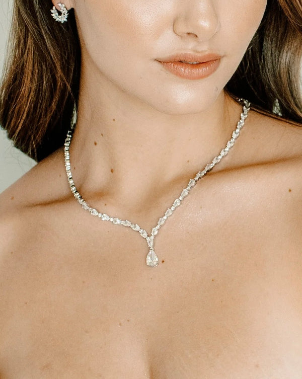 TAYLOR Simulated Diamond Bridal Necklace