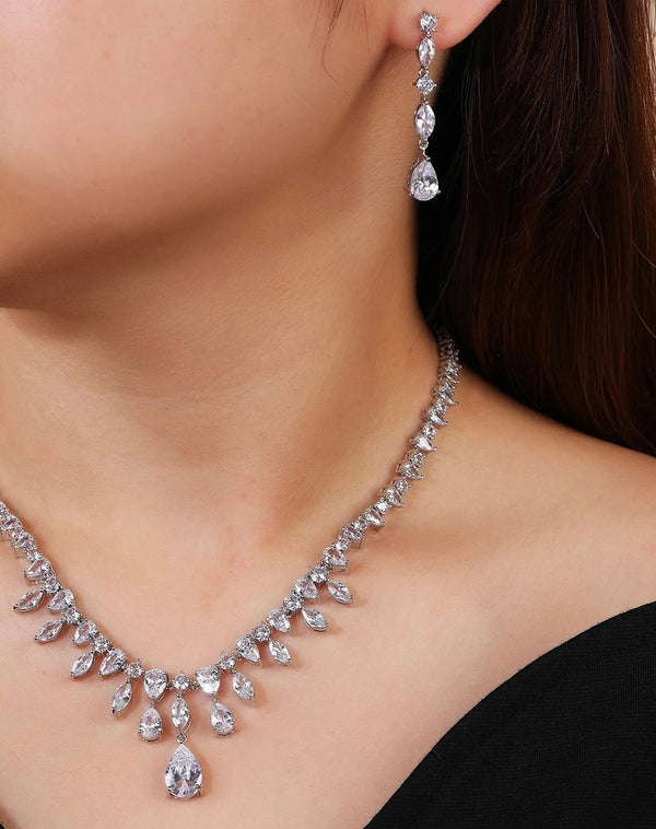 GISELLE Simulated Diamond Necklace and Earrings Set