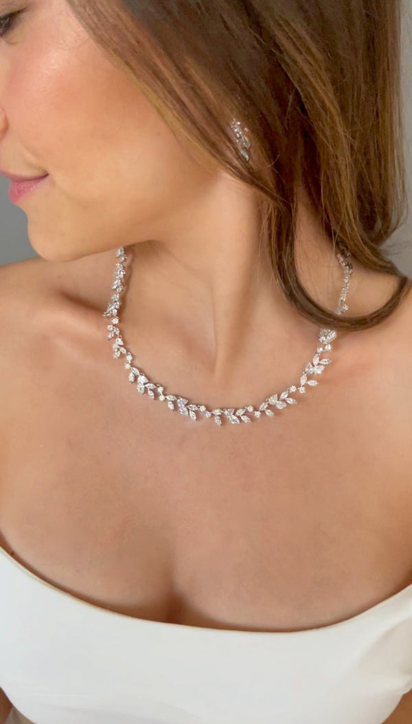 PAGE Simulated Diamond Necklace and Earrings Set