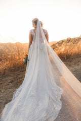 Bespoke Bejeweled Cathedral Bridal Veil WISH Veil for Kortni