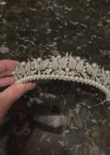 VICTORIA Swarovski Crystal and Pearl Bridal Tiara