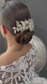 HOPE Smoked Leaf and Austrian Crystal Bridal Comb