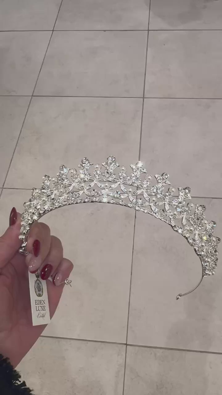 Tiara Swarovski Crystal and Pearl Tiara CORDELIA | EDEN LUXE BRIDAL