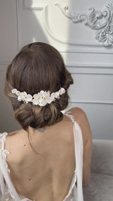 MADISON Porcelain Floral and Crystal Headpiece