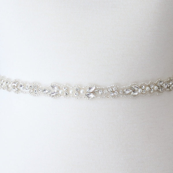 DAPHNE - Sparkle Crystal and Pearl Belt Sashes In Silver – JohnnyB