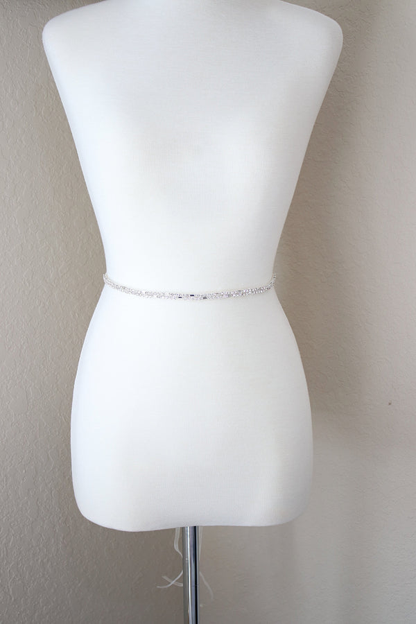 Seine - Bohemian Crystal and Pearl Bridal Belt/Sash - Available in Gold  and Silver