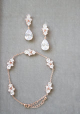 EDEN LUXE Bridal Bracelet Rose Gold CHERIE Simulated Diamond Earrings and Bracelet Set