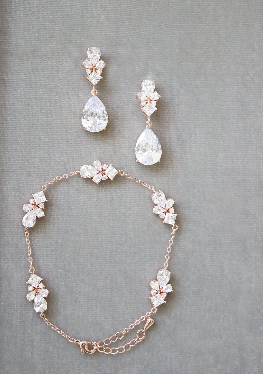 Bridal Jewelry Set Bridal Drop Earrings Cherie | Eden Luxe Bridal Rose Gold- Earrings Only