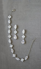 EDEN LUXE Bridal Bracelet Silver BRYN Simulated Diamonds Earrings and Bracelet Set