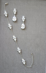EDEN LUXE Bridal Bracelet Silver CHERIE Simulated Diamond Earrings and Bracelet Set