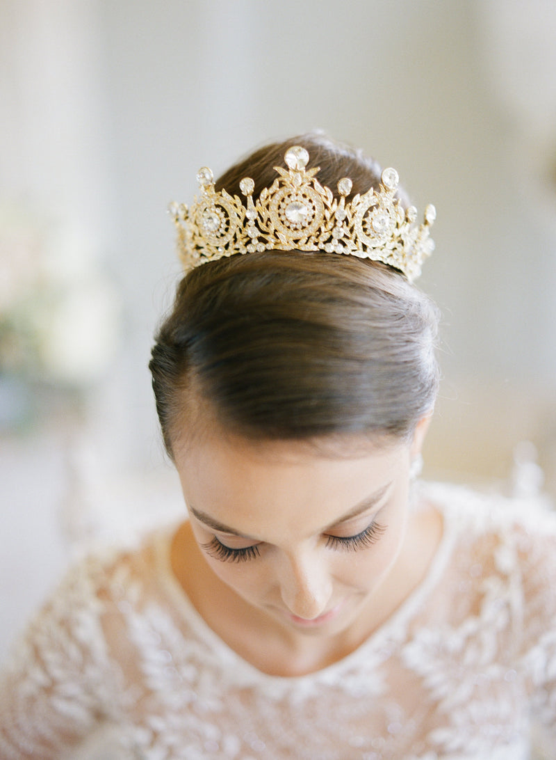 EDEN LUXE Bridal Crown Gold TANYA Swarovski Crystal Full Crown