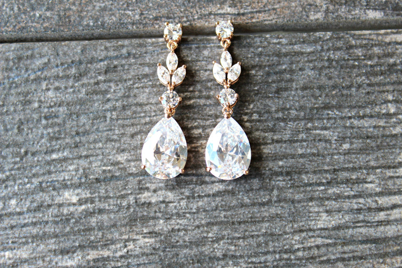 EDEN LUXE Bridal Earrings ADELIE Silver Simulated Diamond Drop Earrings