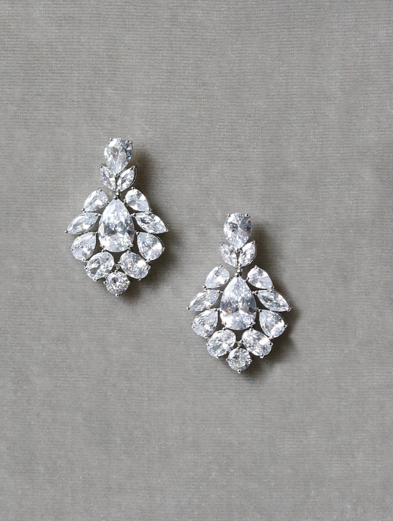 EDEN LUXE Bridal Earrings ALEXIS Silver Simulated Diamond Cluster Earrings