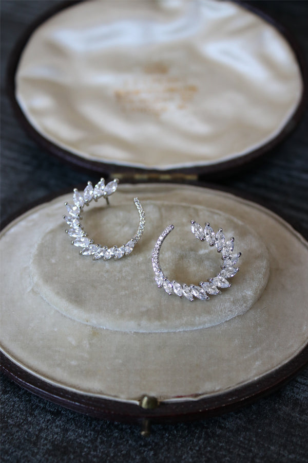 EDEN LUXE Bridal Earrings AVA Silver Simulated Diamond Earrings