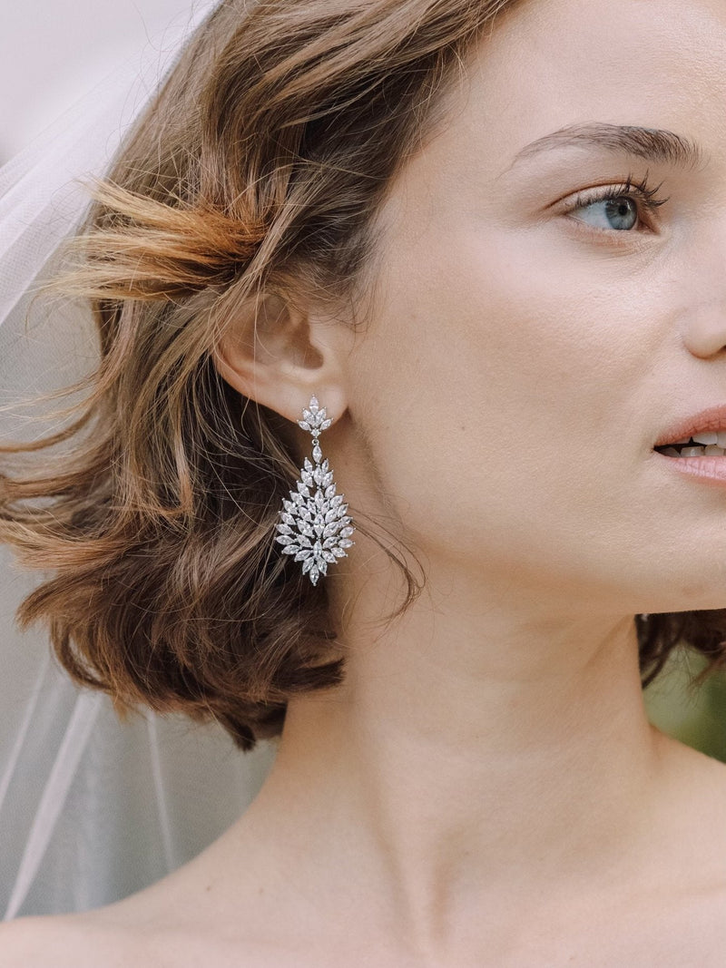 EDEN LUXE Bridal Earrings CAROLINE Simulated Diamond Bridal Statement Earrings