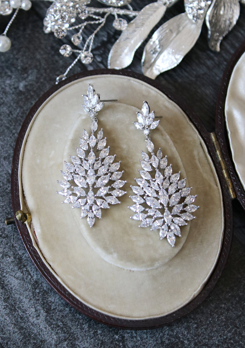 EDEN LUXE Bridal Earrings CAROLINE Simulated Diamond Statement Earrings