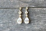 EDEN LUXE Bridal Earrings Gold ADELIE Silver Simulated Diamond Drop Earrings