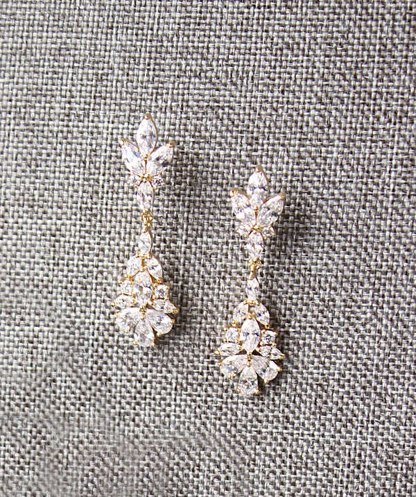 EDEN LUXE Bridal Earrings Gold JESSICA Gold Bridal Drop Earrings