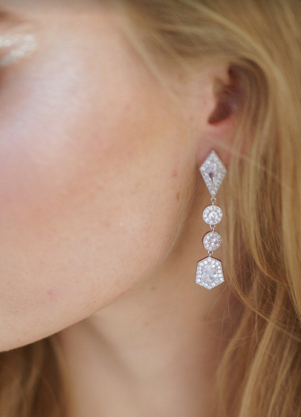 EDEN LUXE Bridal Earrings HOLLOWAY Simulated Diamond Drop Earrings