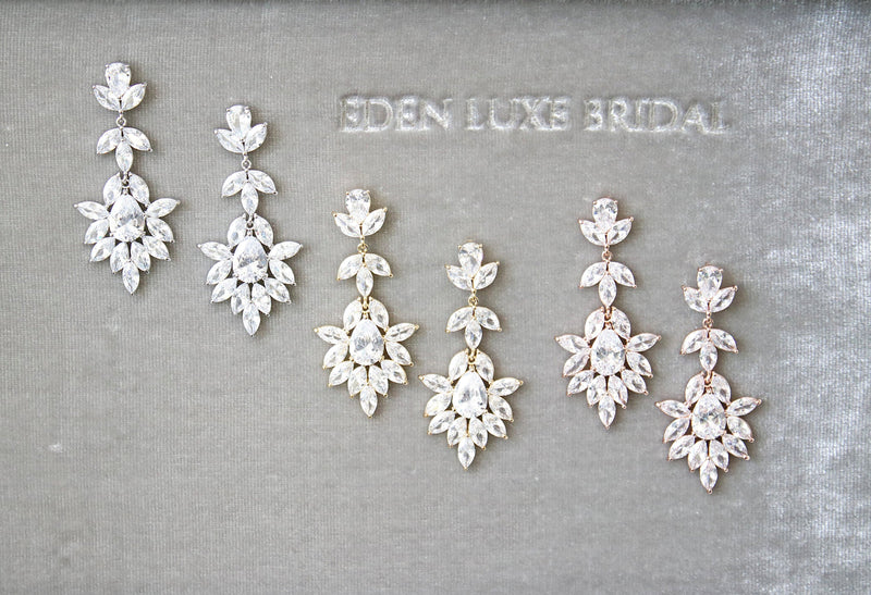 EDEN LUXE Bridal Earrings INES Silver Bridal Earrings
