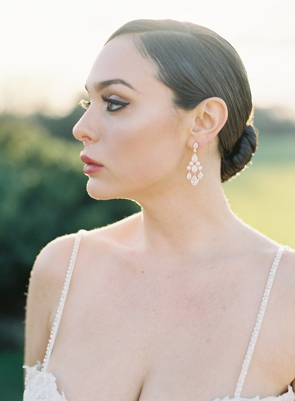 Crystal Statement Wedding Chandelier Earrings in Silver