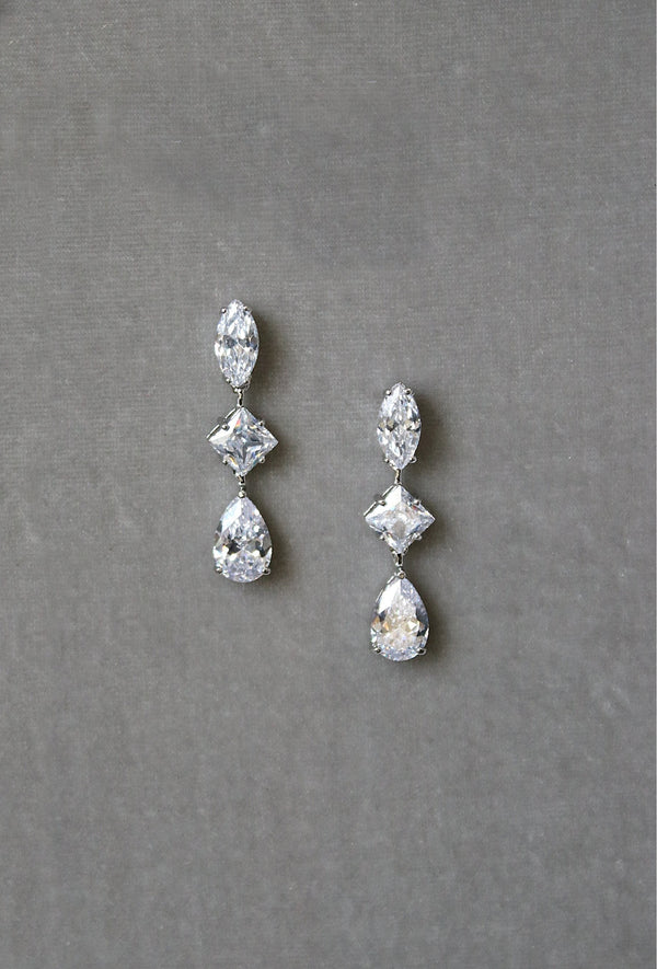 EDEN LUXE Bridal Earrings Silver BRYN Simulated Diamond Drop Earrings