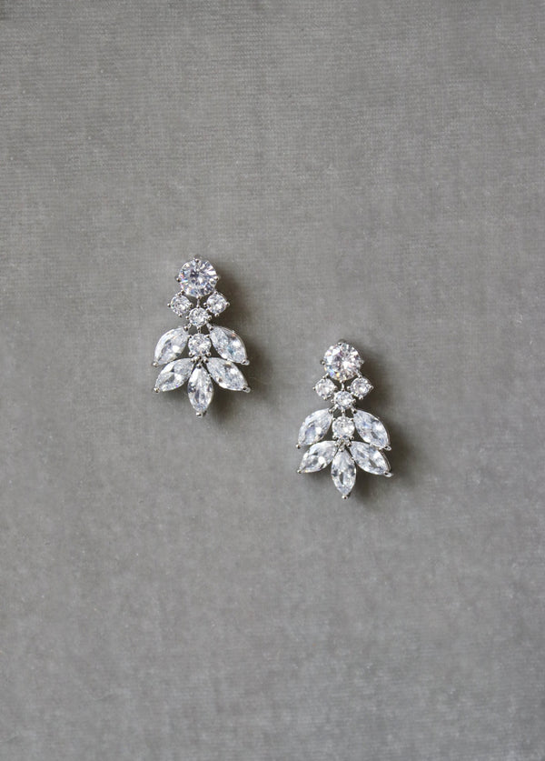 EDEN LUXE Bridal Earrings Silver CRESSIDA Silver Simulated Diamond Cluster Earrings