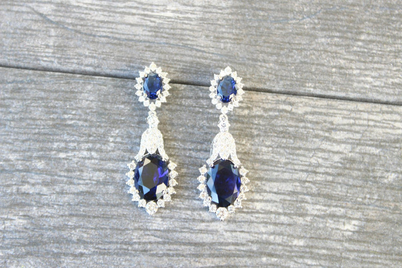 EDEN LUXE Bridal Earrings The WILLOUGHBY Sapphire Drop Earrings