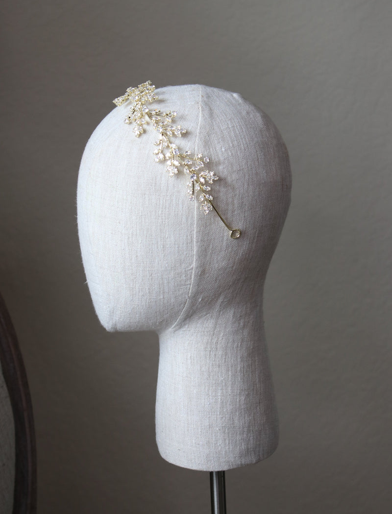 EDEN LUXE Bridal Headbands Gold Rose Gold FABRICE Simulated Diamond Bridal Headpiece