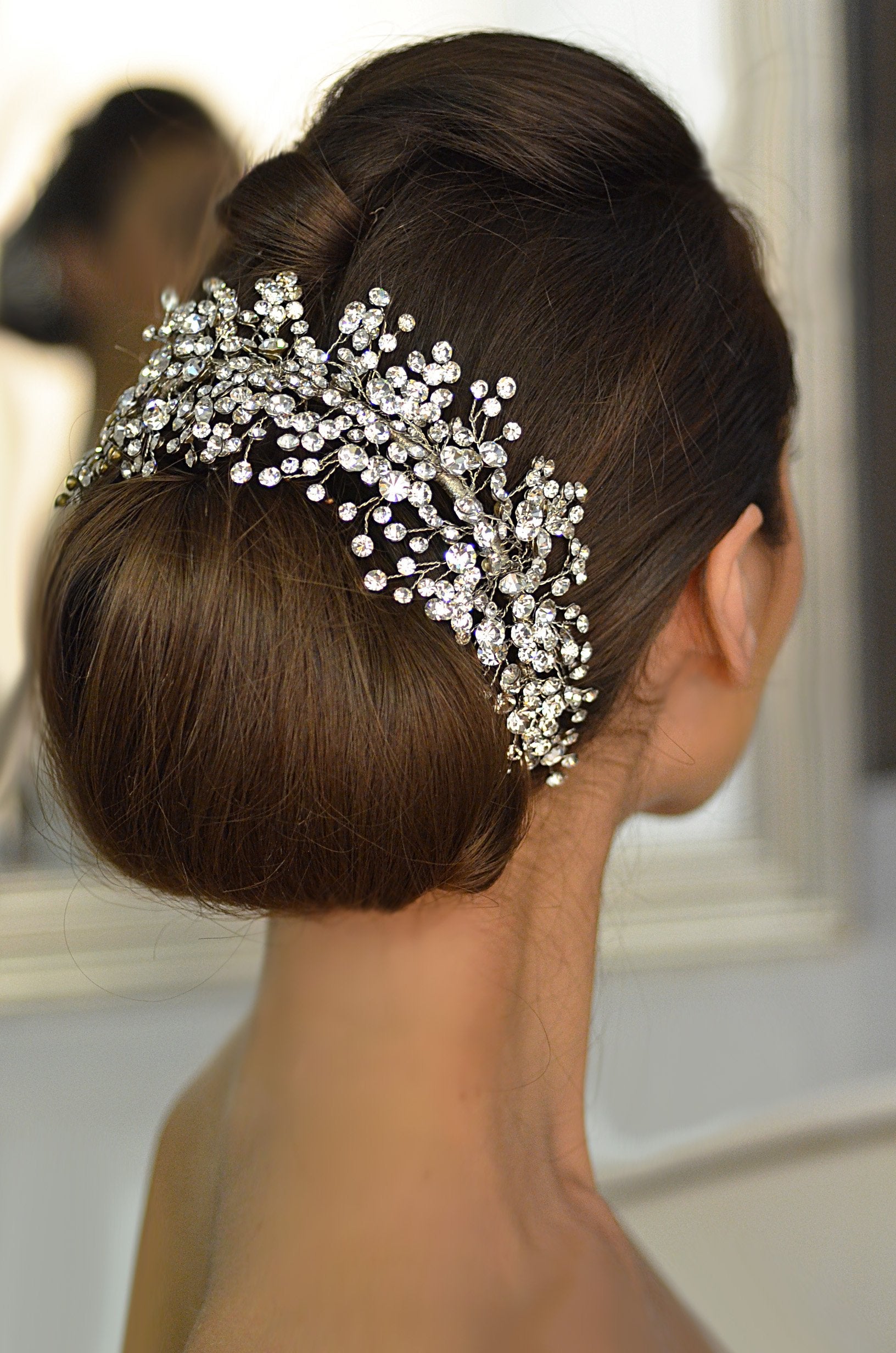 EDEN LUXE Bridal Headpiece CHARMAINE Wide Swarovski Crystal Headpiece