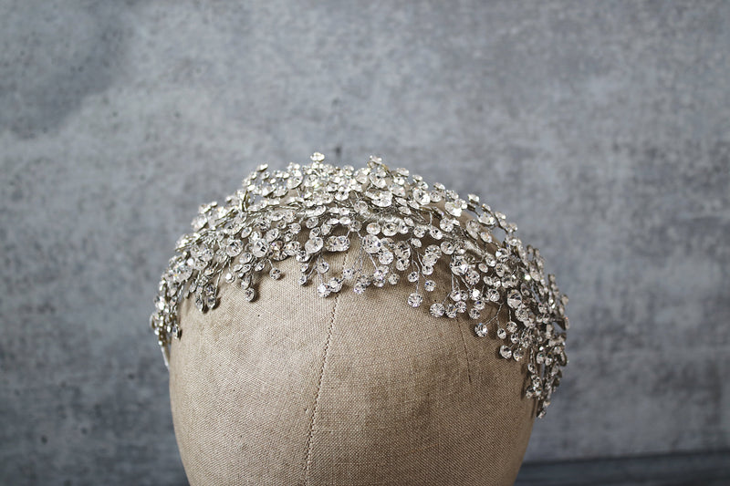 EDEN LUXE Bridal Headpiece CHARMAINE Wide Swarovski Crystal Headpiece