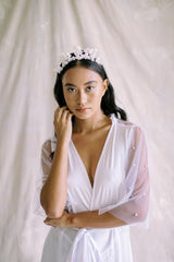 EDEN LUXE Bridal Headpiece EMMA Porcelain and Pearl Floral Tiara