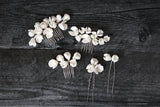 EDEN LUXE Bridal Headpiece HARPER White Porcelain Blossoms Hair Combs and Hairpins Set