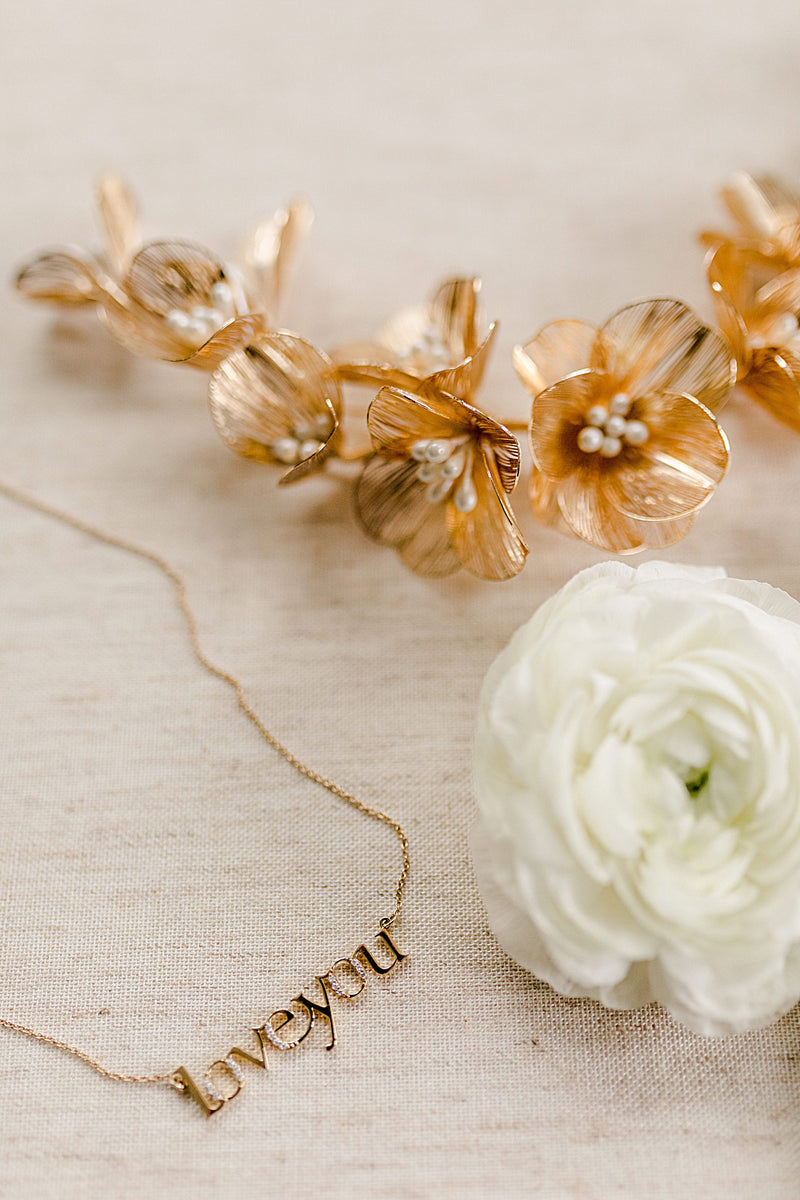 EDEN LUXE Bridal Headpiece JILLIAN Gilded Blossoms Headpiece