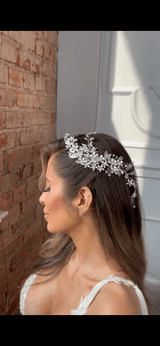 EDEN LUXE Bridal Headpiece MEREDITH Silvered Leaves Bridal Headpiece