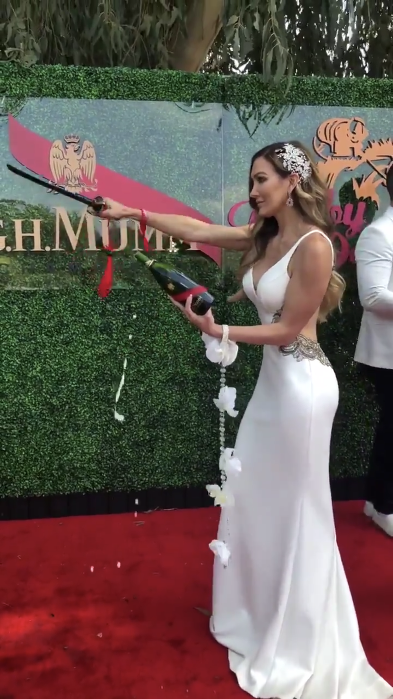 Pamlea Jean Noble on the red carpet in EDEN LUXE Bridal Headpiece