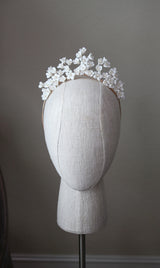 EDEN LUXE Bridal Headpiece Rose Gold EMMA Porcelain and Pearl Floral Tiara