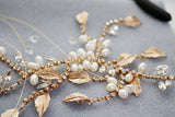 EDEN LUXE Bridal Headpiece SARAH Gilded Freshwater Pearl and Genuine White Topaz Headpiece