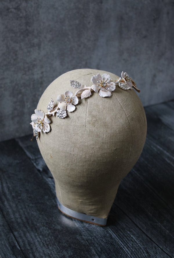 EDEN LUXE Bridal Headpiece SERAPHINA Blush Floral Bridal Headband Headpiece