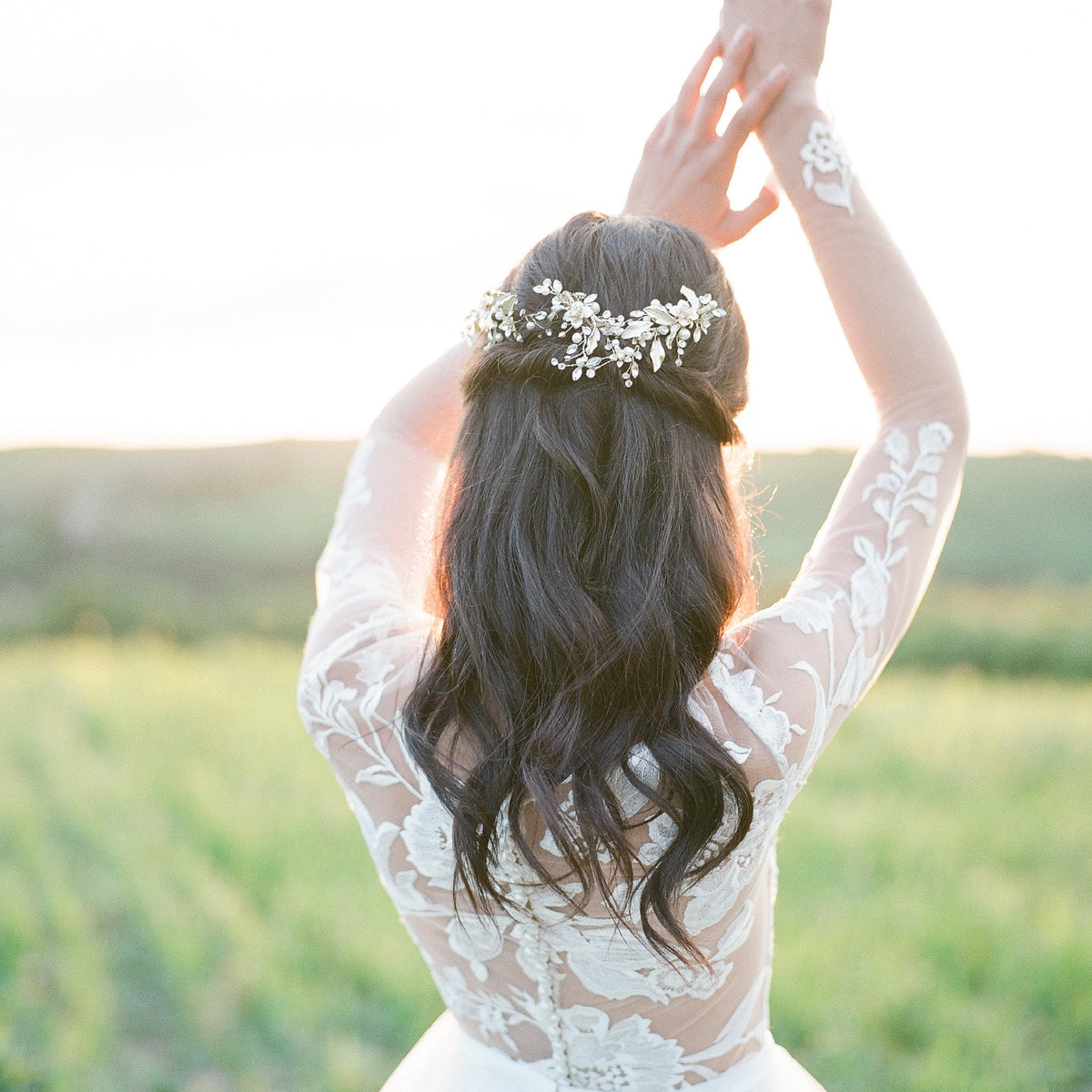 Bridal Headpiece Silvered Leaves Hair Clips APRIL | EDEN  display picture 1