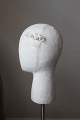 EDEN LUXE Bridal Headpiece Silver AUDREY Porcelain Floral and Crystal Comb