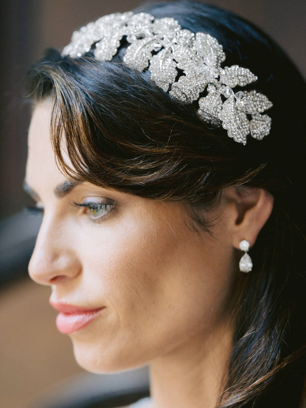 EDEN LUXE Bridal Headpiece Silver LAUREL Coronet Headpiece Tiara